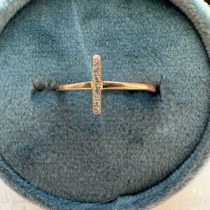 14k Yellow Gold Diamond Bar Ring